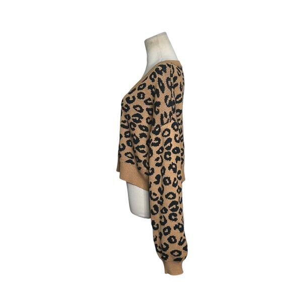 Fashion Nova brown black animal print v neck sweater size large - Picture 6 of 9
